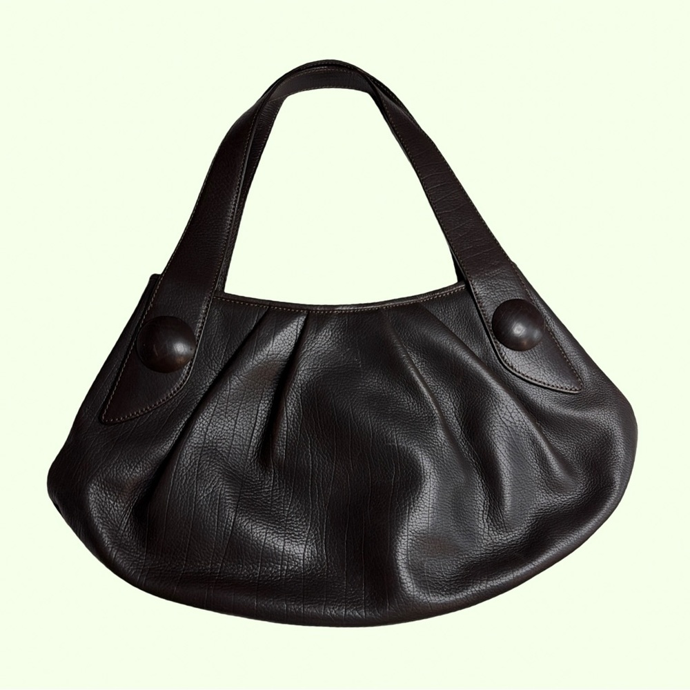 Bruno Magli Faye Vittello Bottolato Dark Brown Leather Shoulder Bag